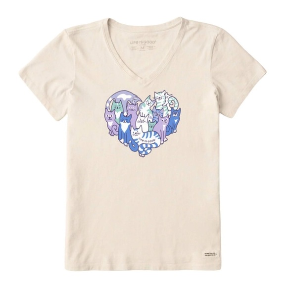 Life is Good Heart of Cats Crusher Vee Graphic Tee Medium - Picture 1 of 6